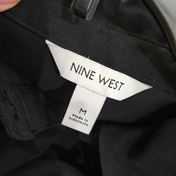 NEW NWT Nine West Black Belted Utility Jumpsuit Long Sleeve Medium Pockets - Picture 13 of 14